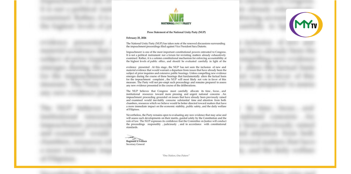 National Unity Party unlikely to support Duterte impeachment - National article