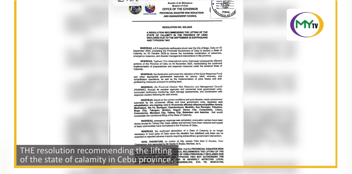 Lifting of state of calamity in Cebu okayed - related article thumbnail