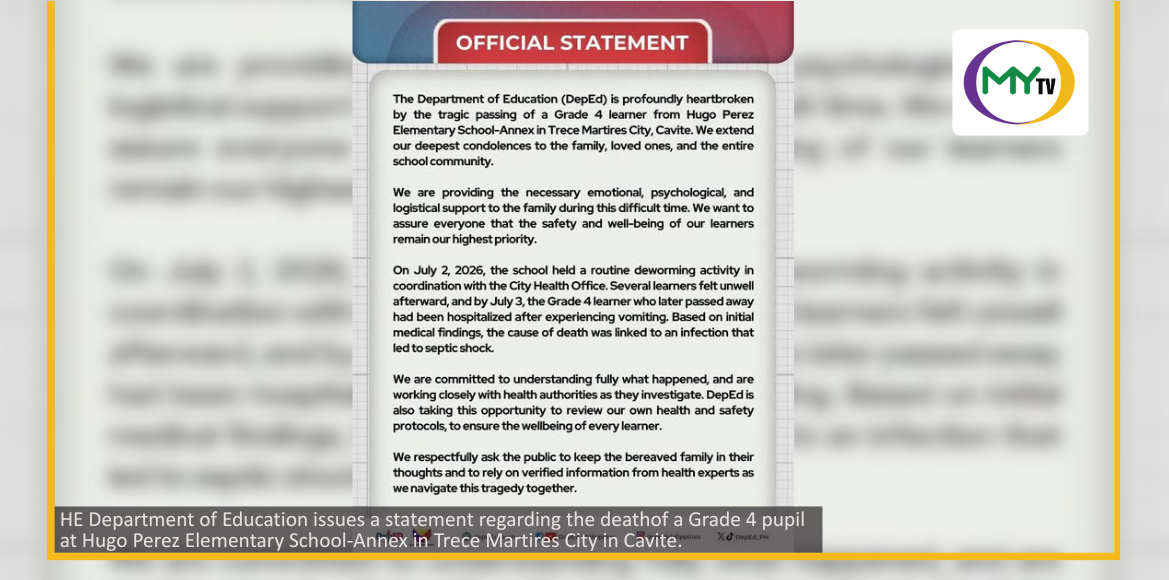 Infection eyed as cause of Grade 4 pupil’s death after routine deworming in Cavite school  - related article thumbnail